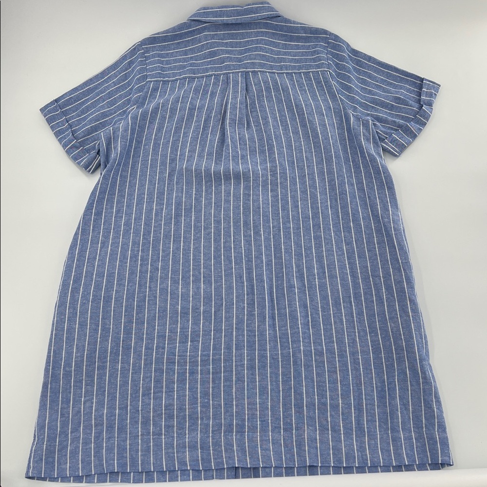 Old Navy Blue Striped linen blend dress clean girl nautical minimal button front - Picture 8 of 9